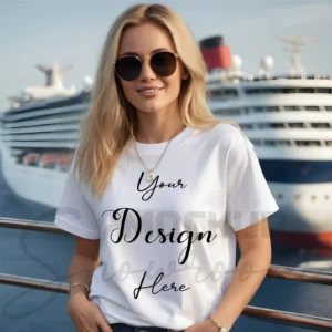 Women's White T-Shirt Mockup, Front View