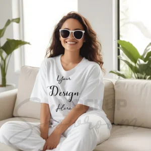 Women's White T-Shirt Mockup, Front View