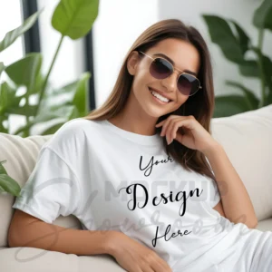 Women's White T-Shirt Mockup, Front View