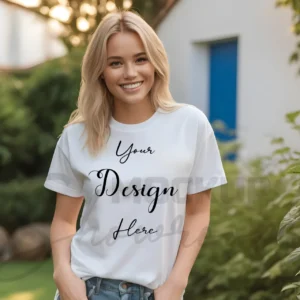 Women's White T-Shirt Mockup, Front View