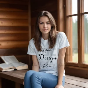 Women's White T-Shirt Mockup, Front View