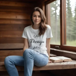 Women's White T-Shirt Mockup, Front View