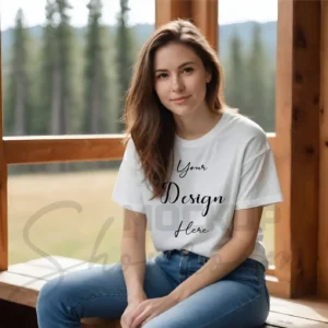 Women's White T-Shirt Mockup, Front View