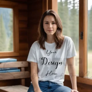 Women's White T-Shirt Mockup, Front View