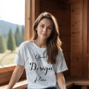 Women's White T-Shirt Mockup, Front View