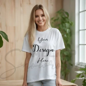 Women's White T-Shirt Mockup, Front View