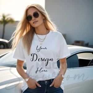 Women's White T-Shirt Mockup, Front View