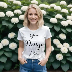 Women's White T-Shirt Mockup, Front View