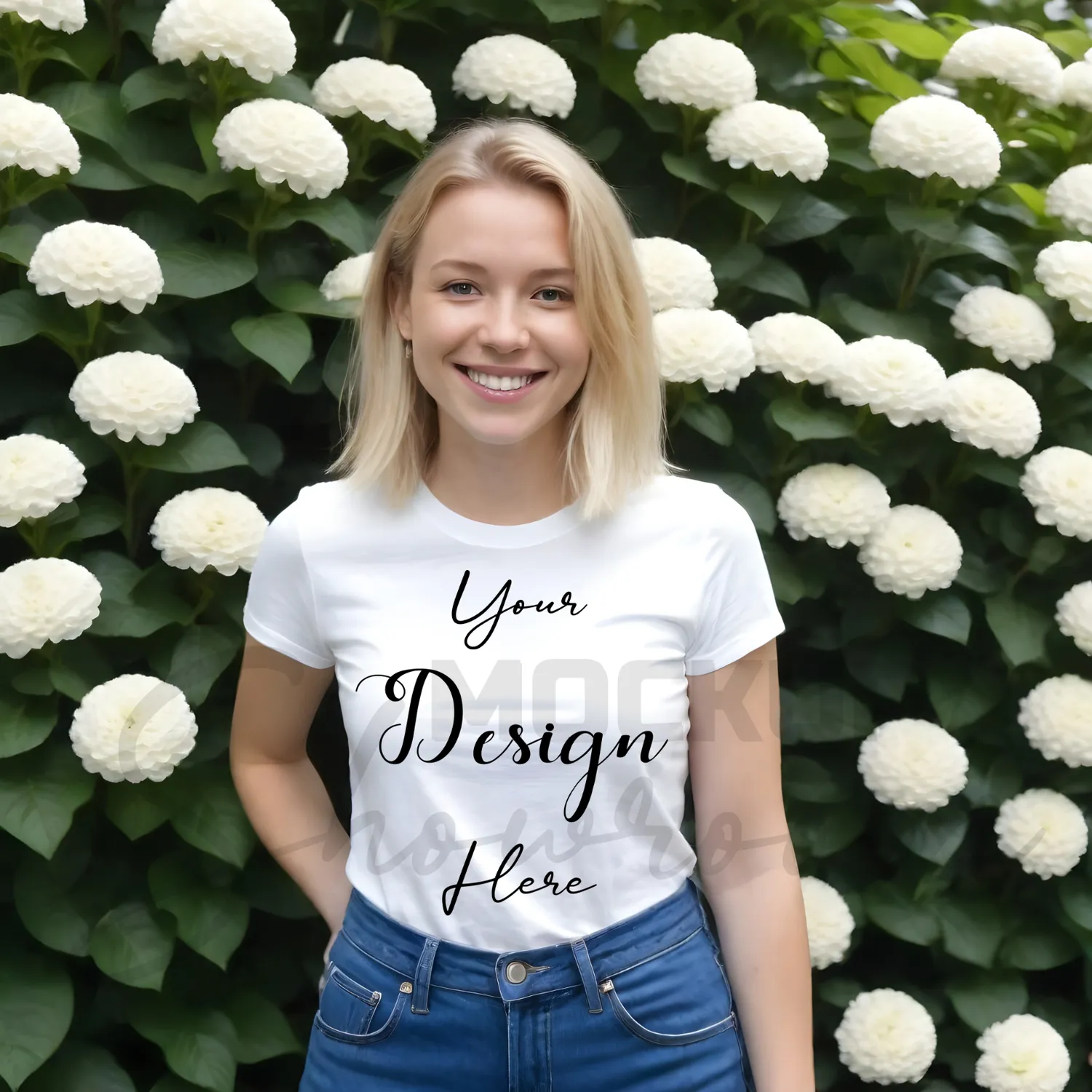 Women's White T-Shirt Mockup, Front View