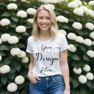 Women's White T-Shirt Mockup, Front View