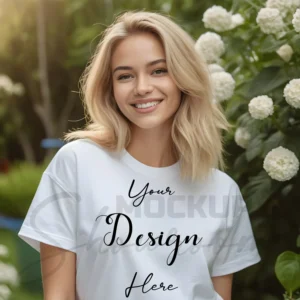 Women's White T-Shirt Mockup, Front View