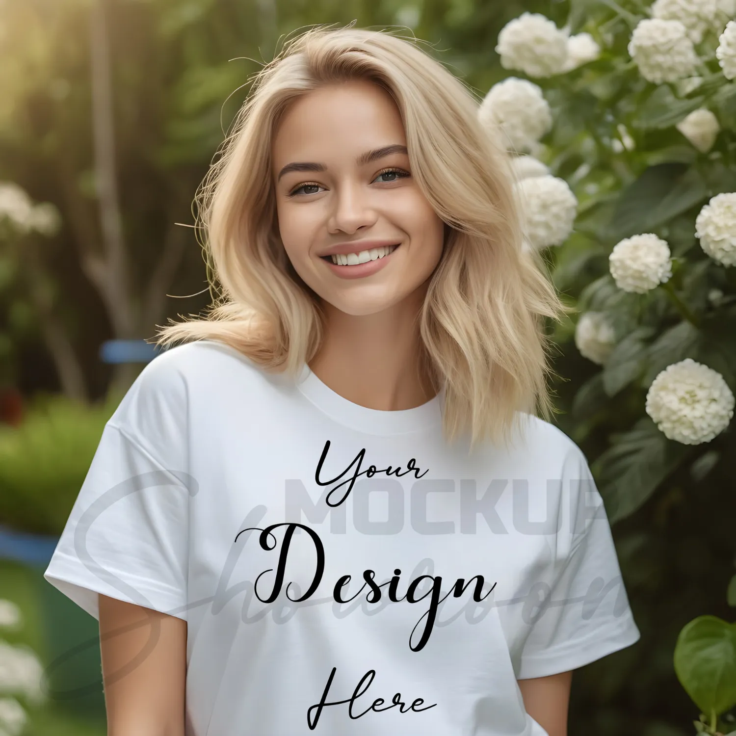 Women's White T-Shirt Mockup, Front View
