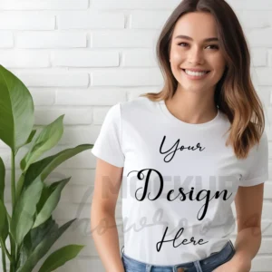Women's White T-Shirt Mockup, Front View