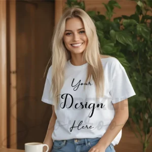 Women's White T-Shirt Mockup, Front View