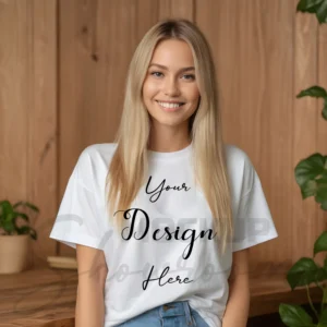 Women's White T-Shirt Mockup, Front View