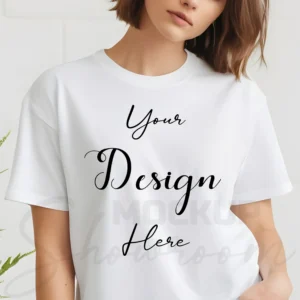 Women's White T-Shirt Mockup, Front View