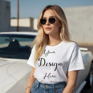 Women's White T-Shirt Mockup, Front View