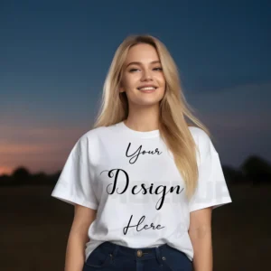 Women's White T-Shirt Mockup, Front View
