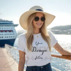 Women's White T-Shirt Mockup, Front View