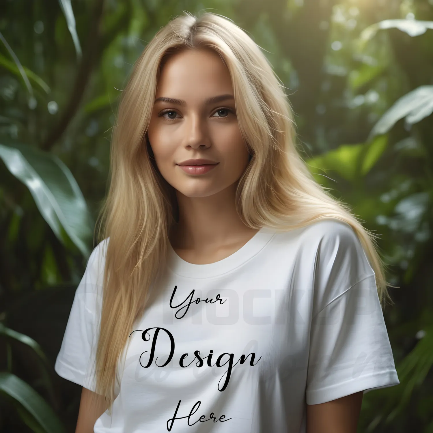 Women's White T-Shirt Mockup, Front View
