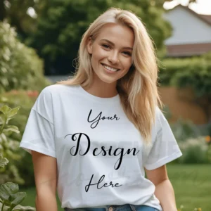 Women's White T-Shirt Mockup, Front View