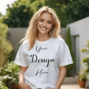 Women's White T-Shirt Mockup, Front View