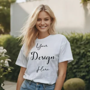 Women's White T-Shirt Mockup, Front View