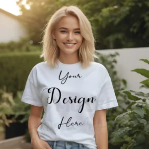 Women's White T-Shirt Mockup, Front View