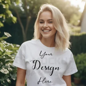 Women's White T-Shirt Mockup, Front View