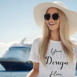 Women's White T-Shirt Mockup, Front View