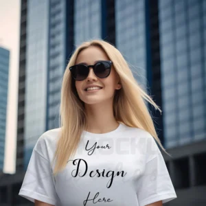 Women's White T-Shirt Mockup, Front View