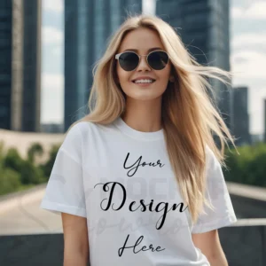 Women's White T-Shirt Mockup, Front View