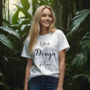 Women's White T-Shirt Mockup, Front View