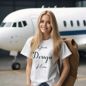Women's White T-Shirt Mockup, Front View