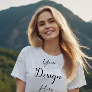 Women's White T-Shirt Mockup, Front View
