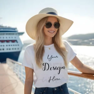 Women's White T-Shirt Mockup, Front View