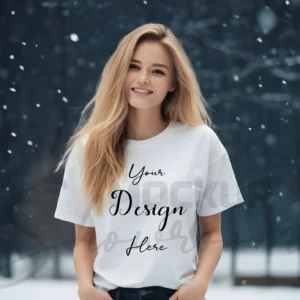 Women's White T-Shirt Mockup, Front View