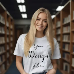 Women's White T-Shirt Mockup, Front View