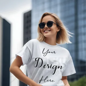 Women's White T-Shirt Mockup, Front View