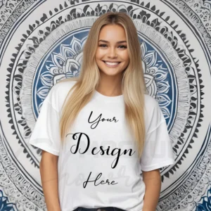 Women's White T-Shirt Mockup, Front View