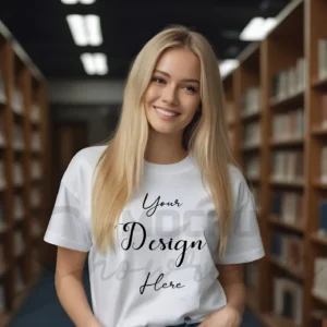 Women's White T-Shirt Mockup, Front View