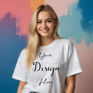 Women's White T-Shirt Mockup, Front View