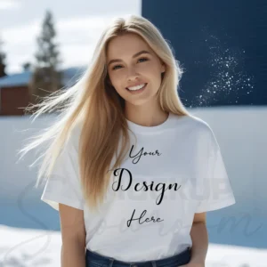 Women's White T-Shirt Mockup, Front View