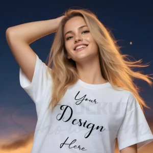 Women's White T-Shirt Mockup, Front View