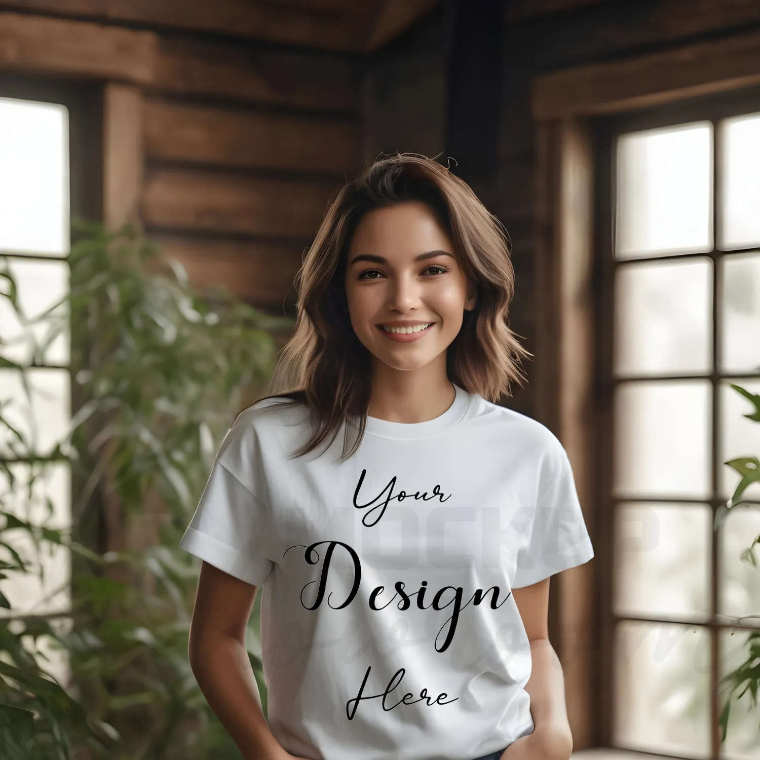 Women's White T-Shirt Mockup, Front View