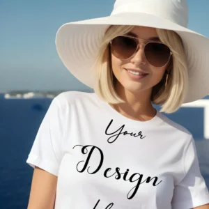 Women's White T-Shirt Mockup, Front View