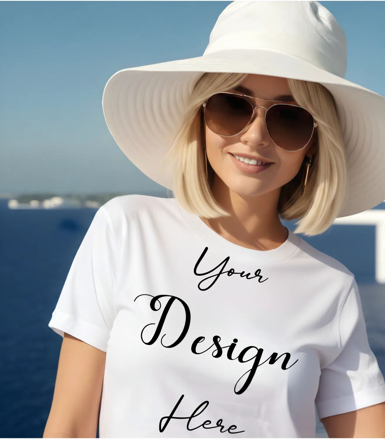 Women's White T-Shirt Mockup, Front View