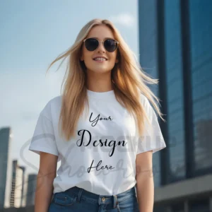 Women's White T-Shirt Mockup, Front View