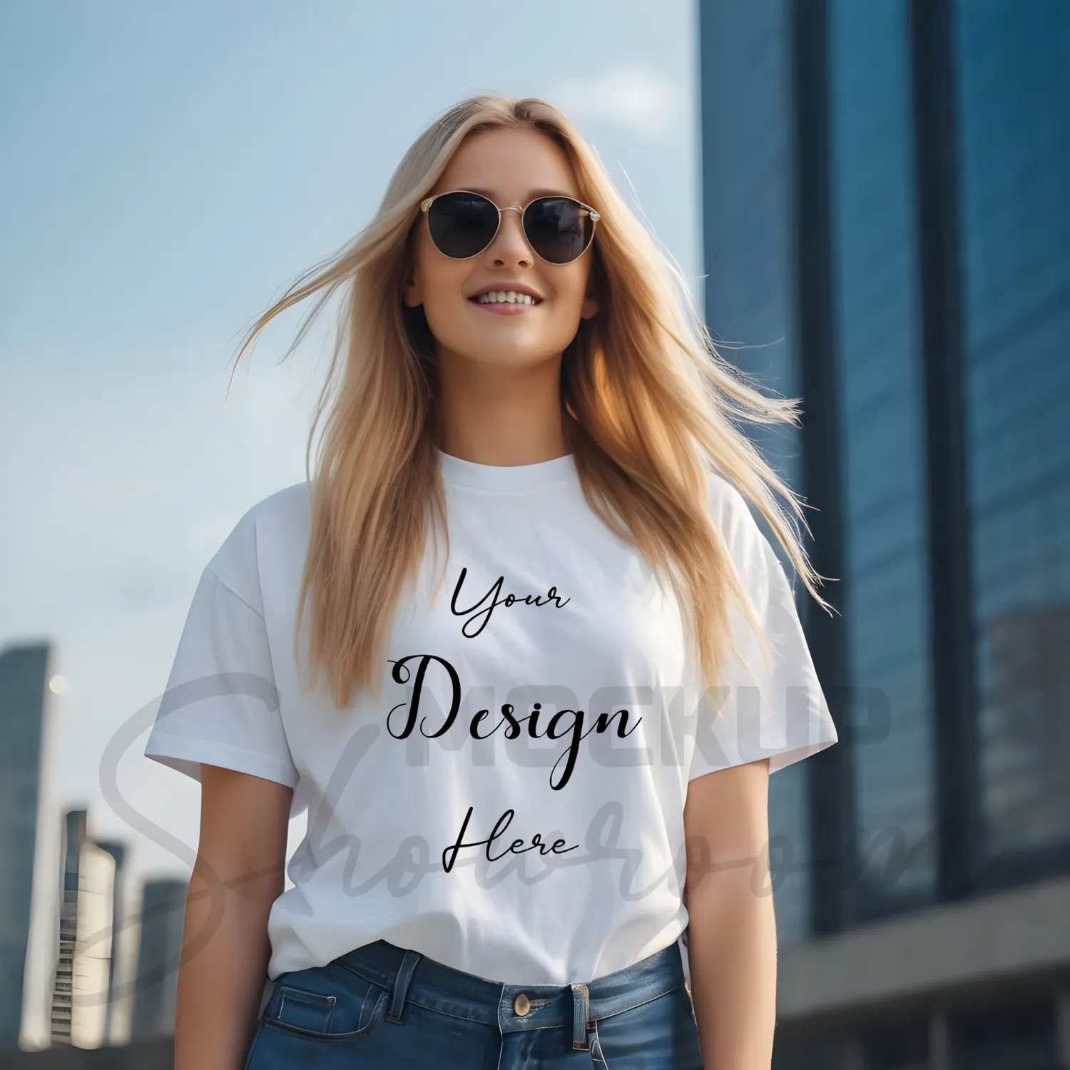 Women's White T-Shirt Mockup, Front View