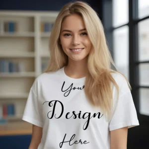 Women's White T-Shirt Mockup, Front View